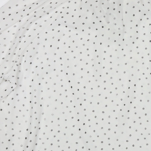 Marks and Spencer Womens White Polka Dot Polyester Basic Blouse Size 12 Round Neck