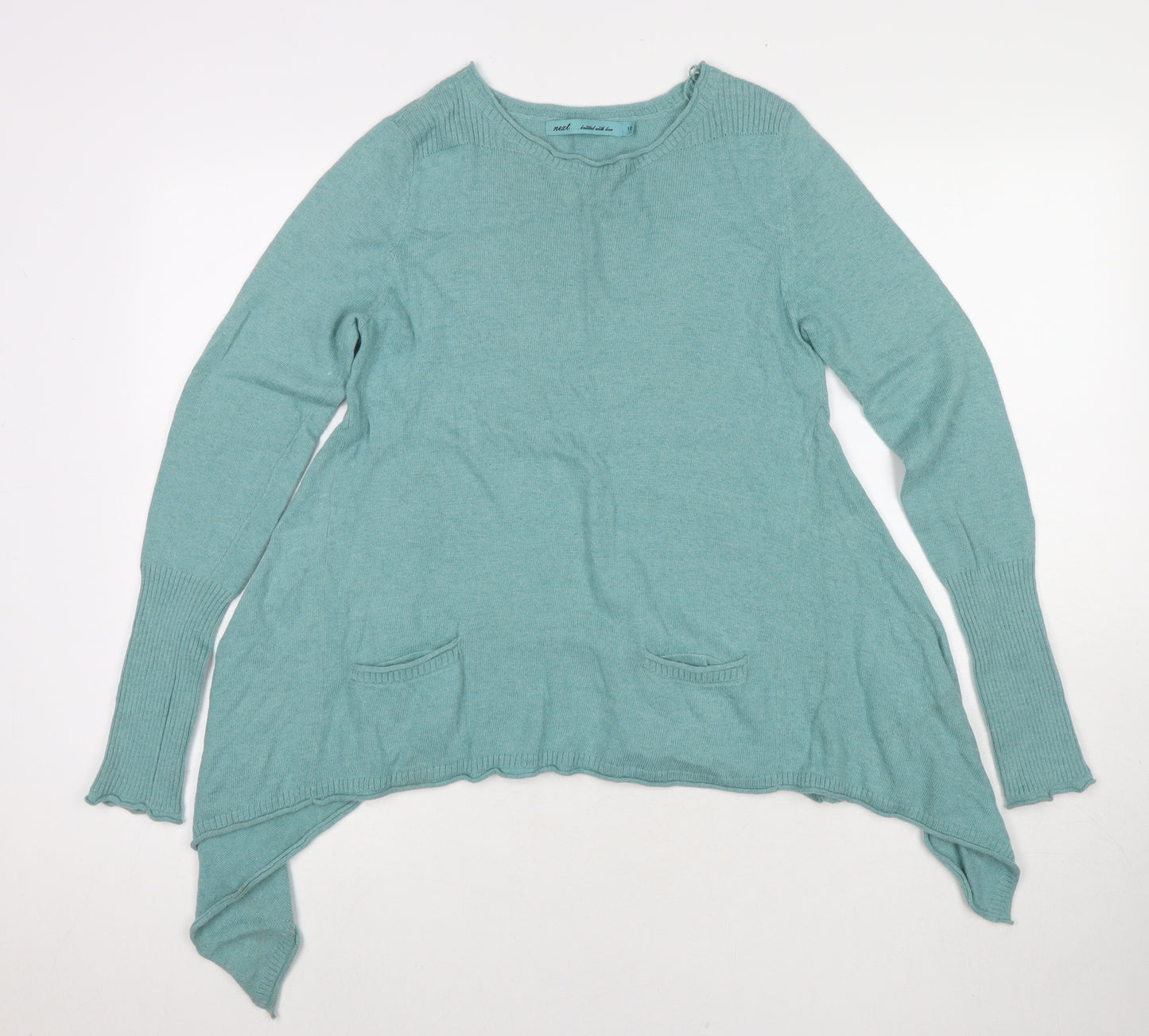 NEXT Womens Blue Round Neck Viscose Pullover Jumper Size 10