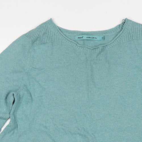 NEXT Womens Blue Round Neck Viscose Pullover Jumper Size 10