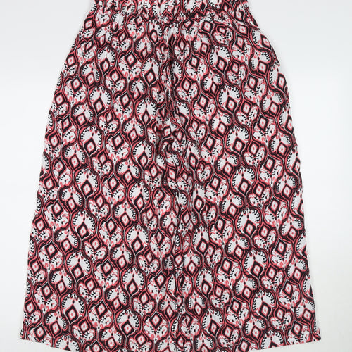 Marks and Spencer Womens Pink Geometric Viscose Harem Trousers Size 10 L22 in Regular