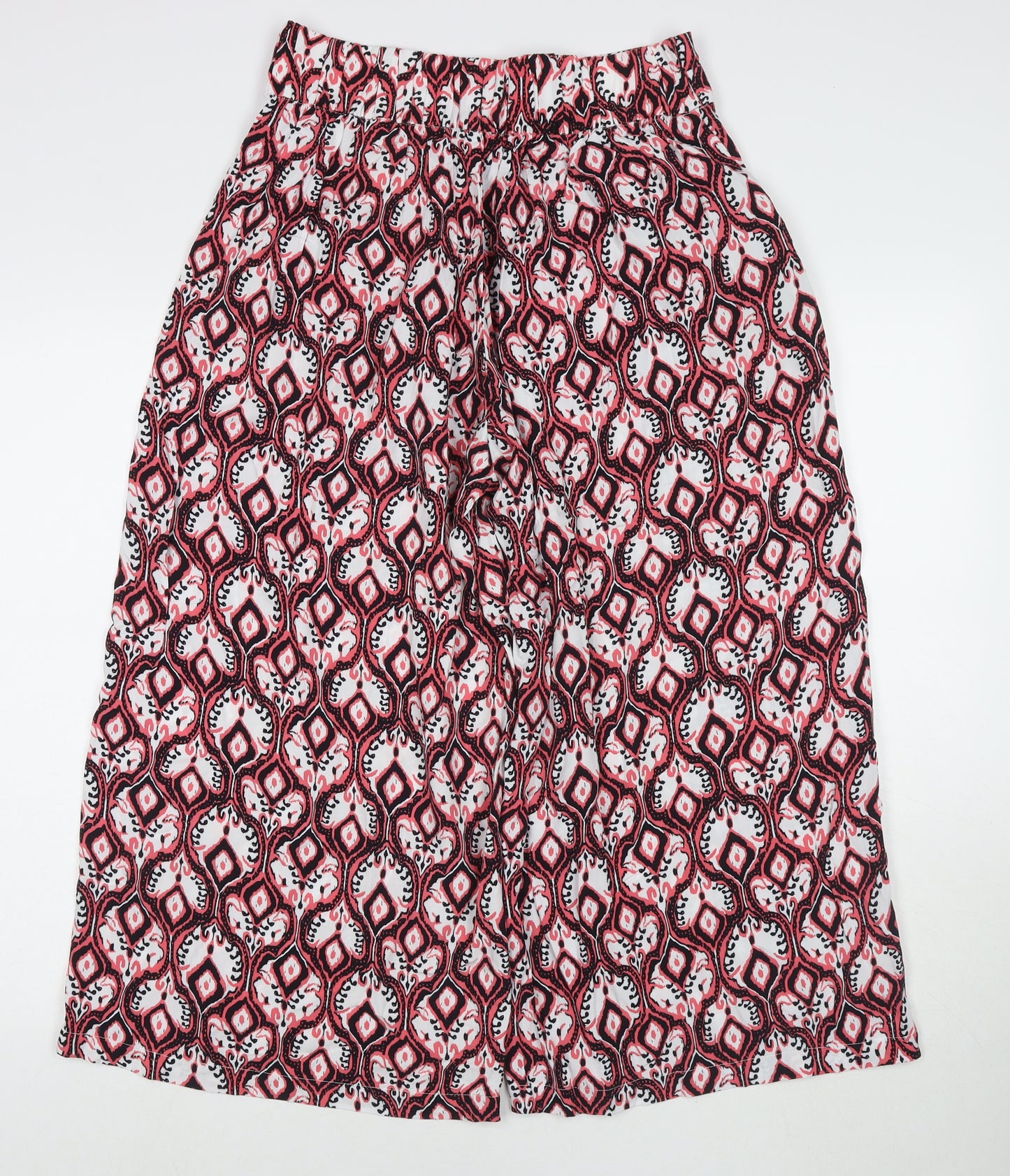 Marks and Spencer Womens Pink Geometric Viscose Harem Trousers Size 10 L22 in Regular