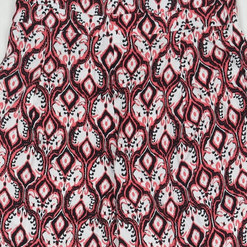 Marks and Spencer Womens Pink Geometric Viscose Harem Trousers Size 10 L22 in Regular