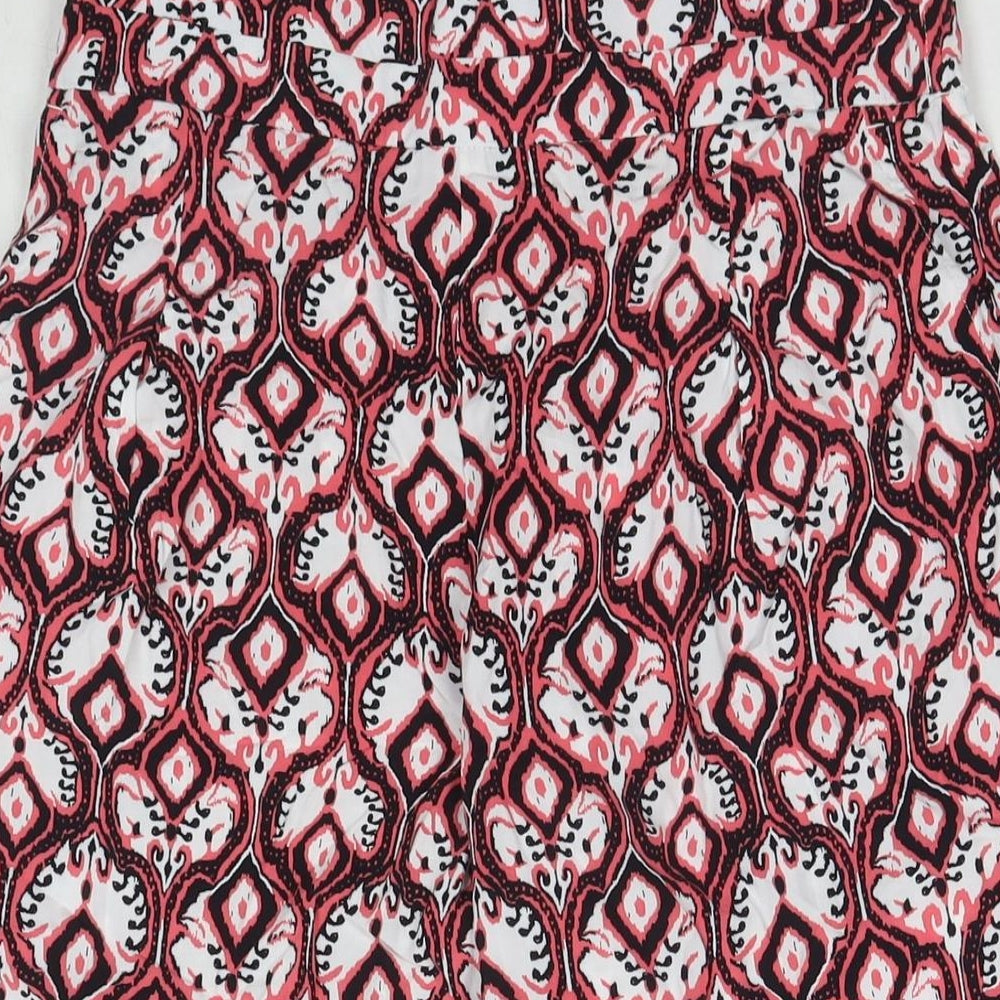 Marks and Spencer Womens Pink Geometric Viscose Harem Trousers Size 10 L22 in Regular