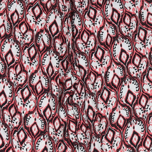 Marks and Spencer Womens Pink Geometric Viscose Harem Trousers Size 10 L22 in Regular