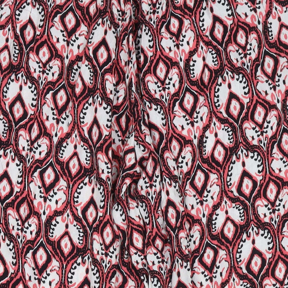 Marks and Spencer Womens Pink Geometric Viscose Harem Trousers Size 10 L22 in Regular