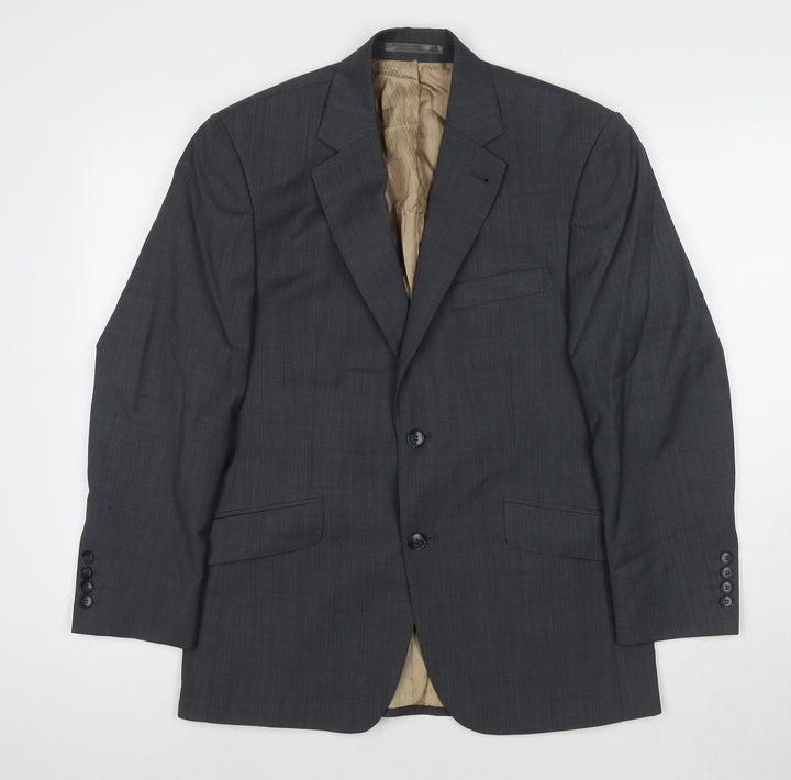 Racing Green Mens Grey Wool Jacket Blazer Size 38 Regular