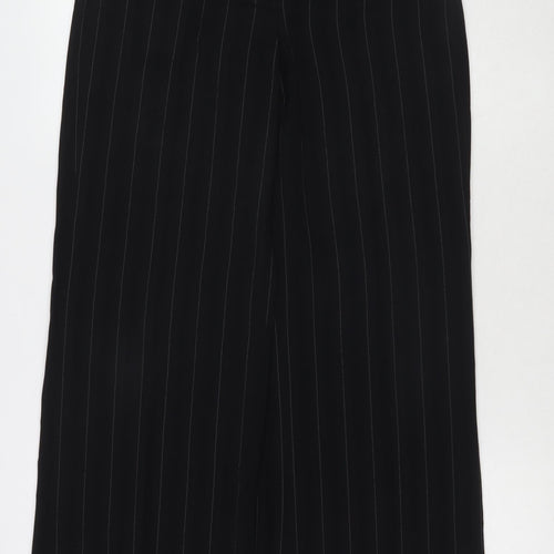 AMARANTO Womens Black Striped Polyester Trousers Size 10 L31 in Regular