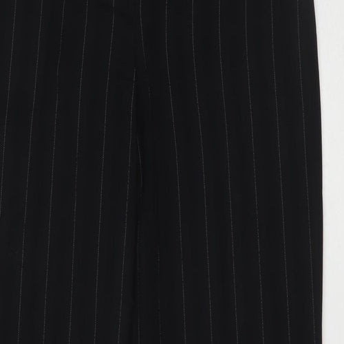 AMARANTO Womens Black Striped Polyester Trousers Size 10 L31 in Regular