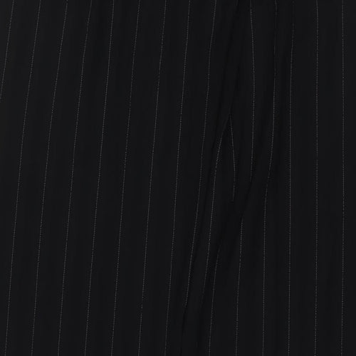 AMARANTO Womens Black Striped Polyester Trousers Size 10 L31 in Regular