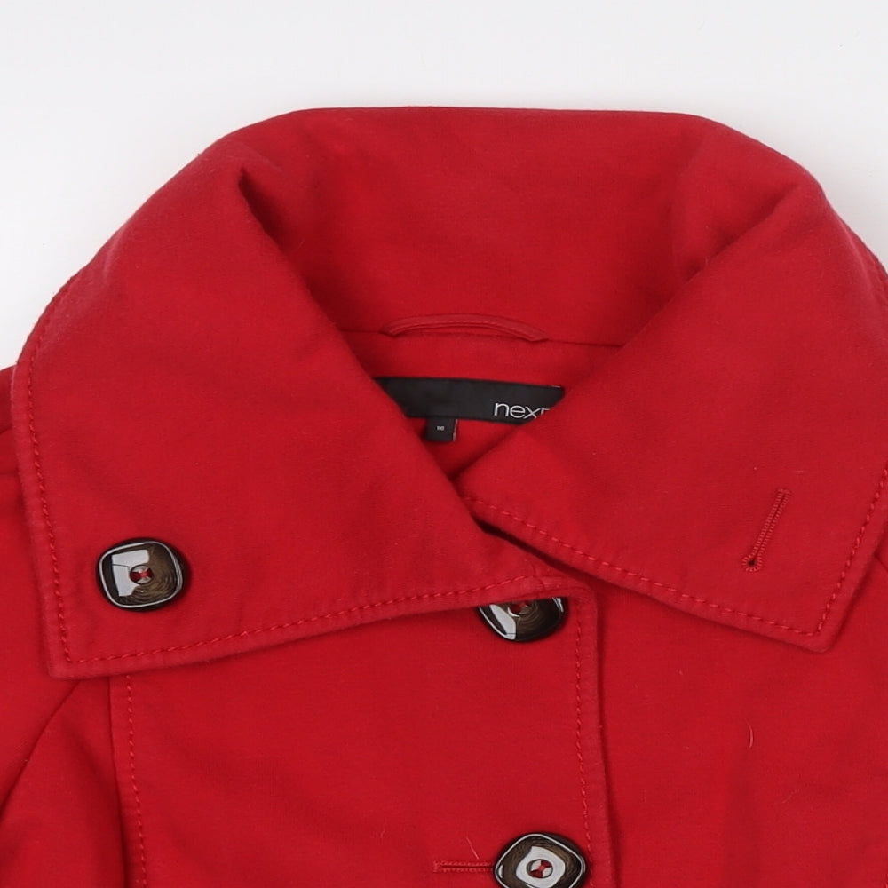 NEXT Womens Red Pea Coat Coat Size 16 Button