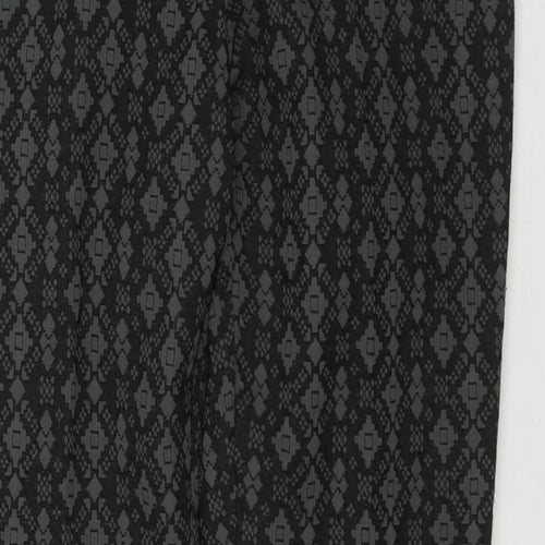 NEXT Womens Black Geometric Polyester Trousers Size 10 L27 in Regular Zip