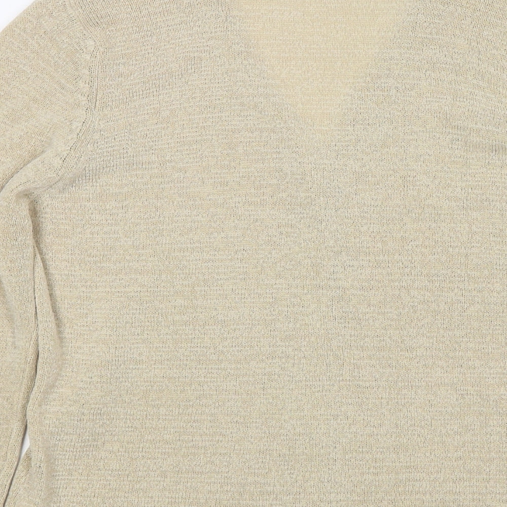 Marks and Spencer Womens Beige V-Neck Polyester Cardigan Jumper Size 12