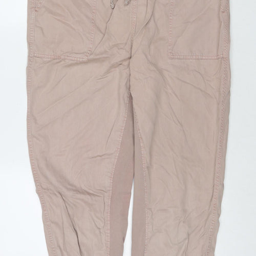 Marks and Spencer Womens Beige Lyocell Trousers Size 18 L28 in Regular Zip