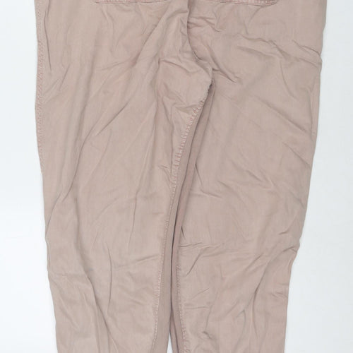 Marks and Spencer Womens Beige Lyocell Trousers Size 18 L28 in Regular Zip