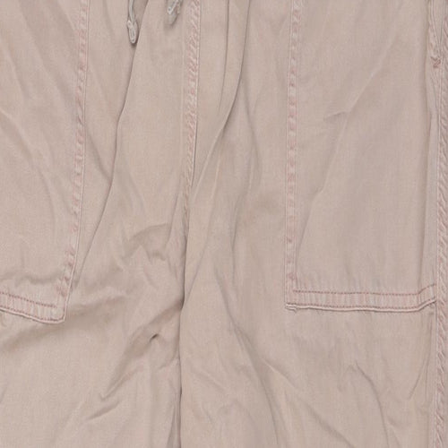 Marks and Spencer Womens Beige Lyocell Trousers Size 18 L28 in Regular Zip