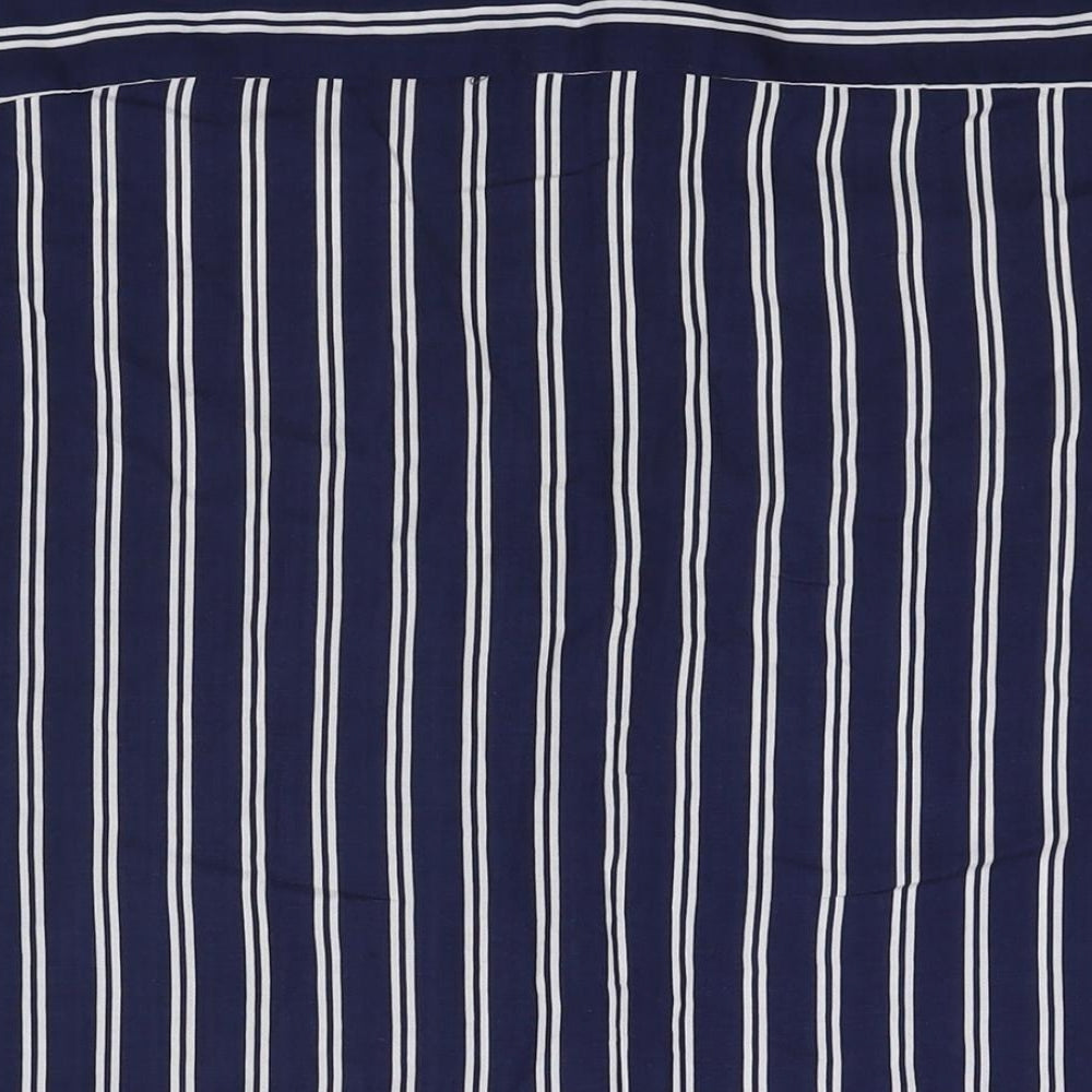 New Look Mens Blue Striped Viscose Button-Up Size XL Collared Button