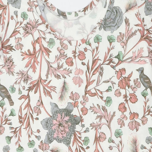 NEXT Womens Multicoloured Floral Viscose Tunic Blouse Size 10 Round Neck - Birds