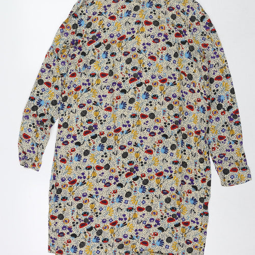H&M Womens Multicoloured Floral Viscose A-Line Size 12 Round Neck Button