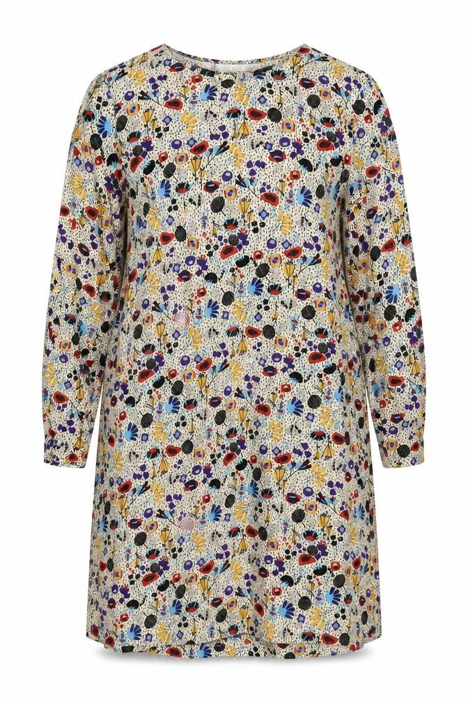Front view of H&M women’s multicoloured floral viscose a-line, size UK 12, round neck button