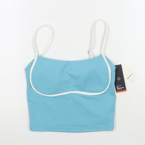 Gilly Hicks Womens Blue Polyester Cropped Tank Size S Square Neck Pullover