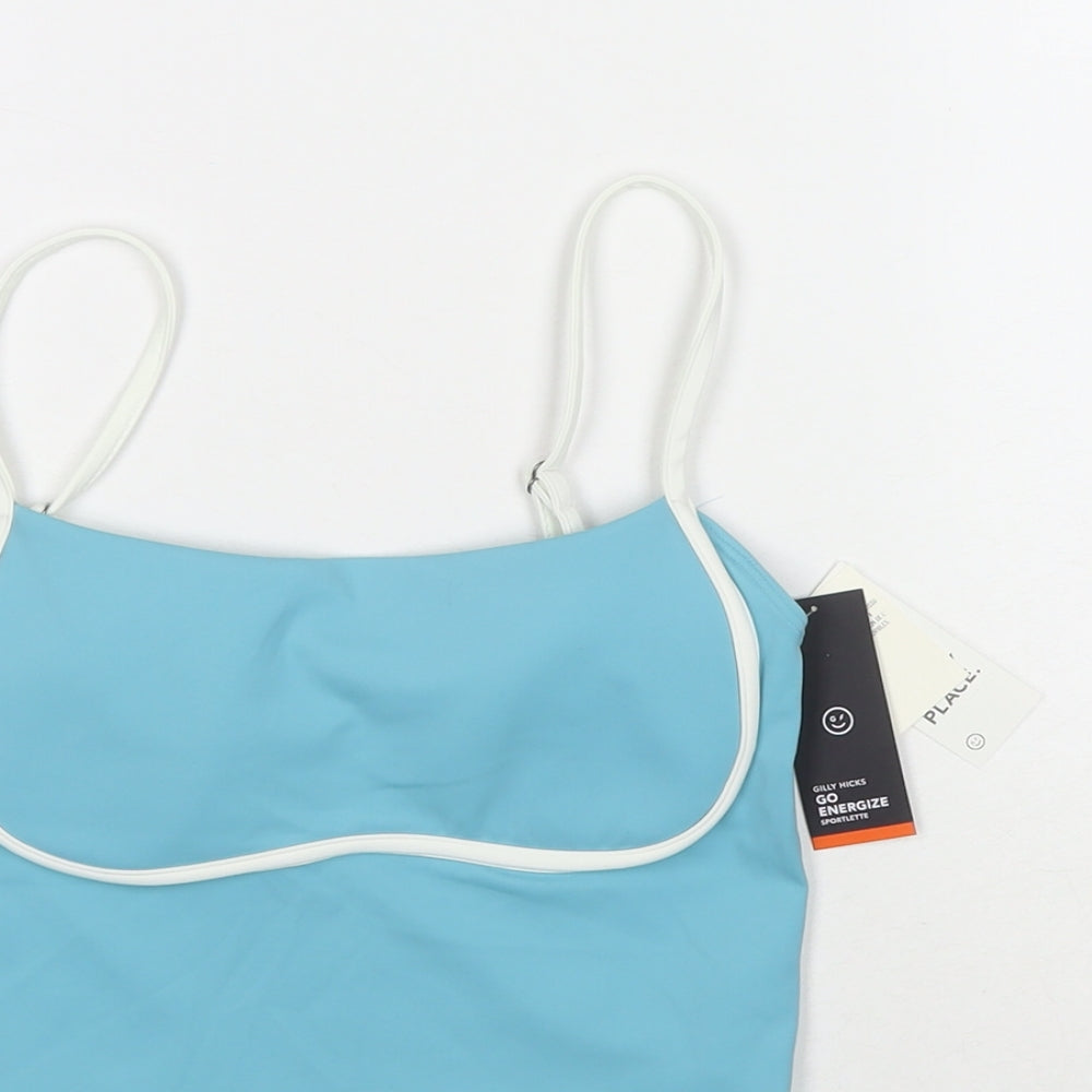 Gilly Hicks Womens Blue Polyester Cropped Tank Size S Square Neck Pullover