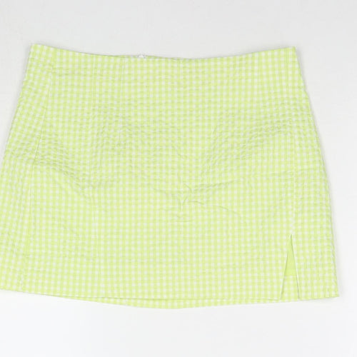 Zara Womens Green Polyester Mini Skirt Size M Zip