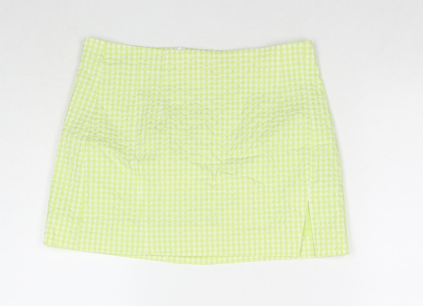Zara Womens Green Polyester Mini Skirt Size M Zip