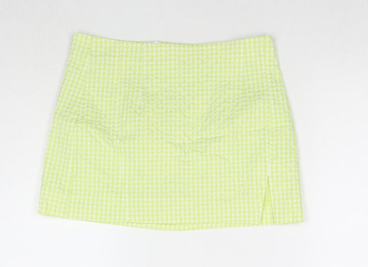 Zara Womens Green Polyester Mini Skirt Size M Zip
