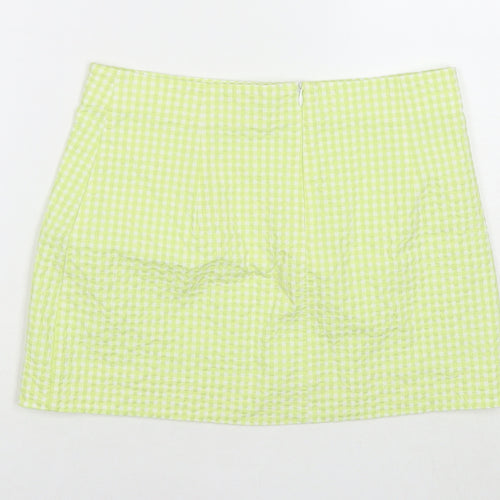 Zara Womens Green Polyester Mini Skirt Size M Zip