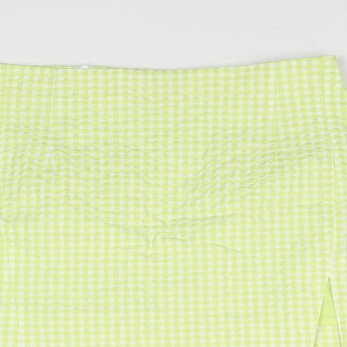 Zara Womens Green Polyester Mini Skirt Size M Zip