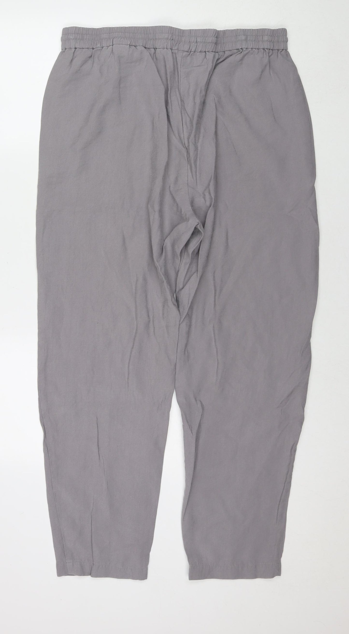 Marks and Spencer Womens Grey Lyocell Trousers Size 18 L27 in Regular Drawstring