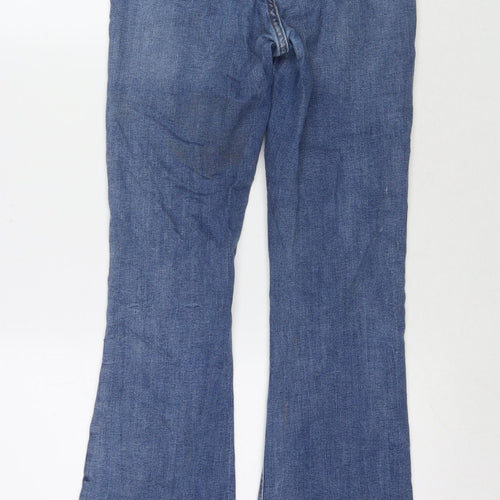 Denim & Co. Womens Blue Cotton Flared Jeans Size 8 L33 in Regular Zip