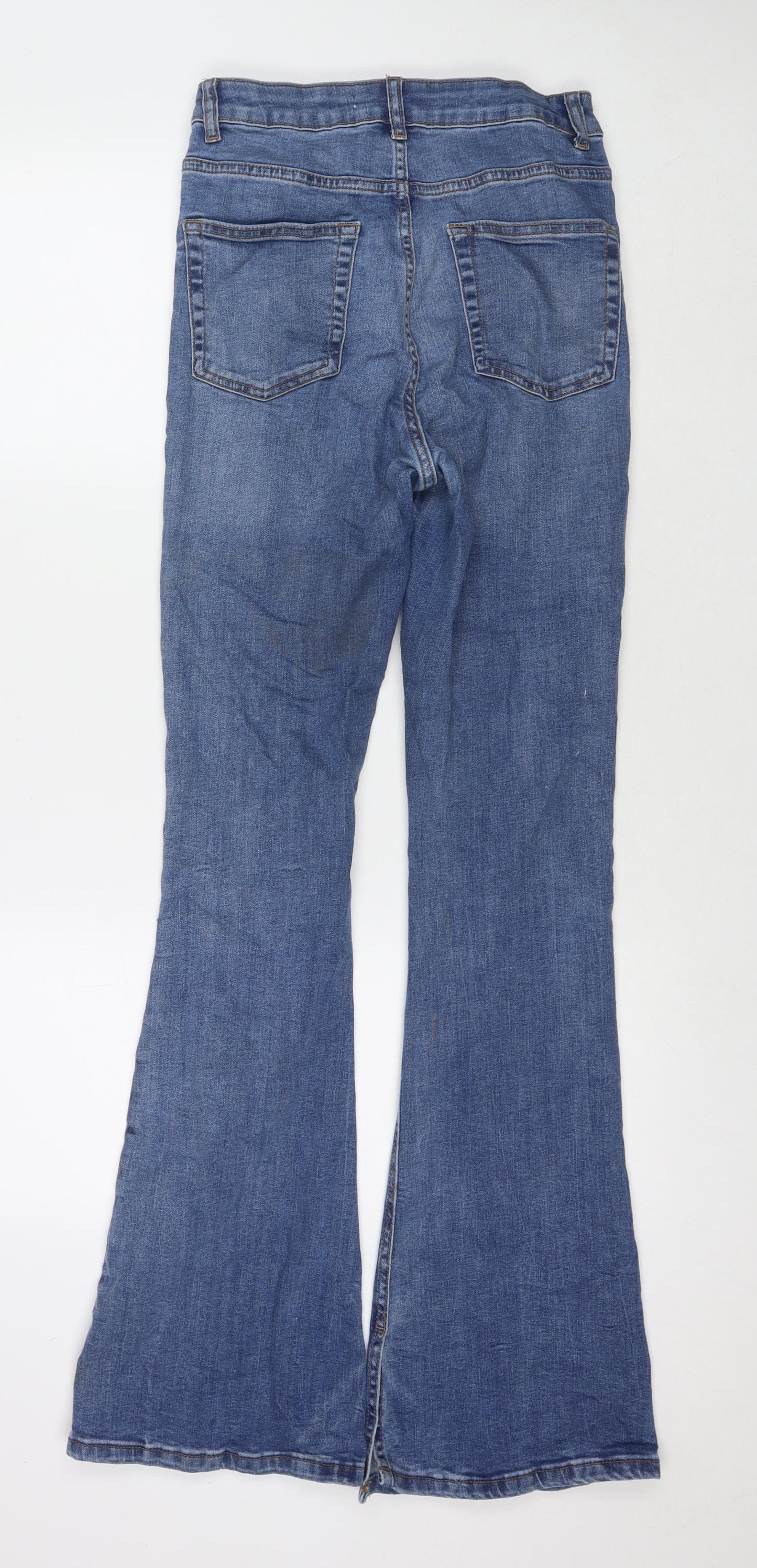 Denim & Co. Womens Blue Cotton Flared Jeans Size 8 L33 in Regular Zip