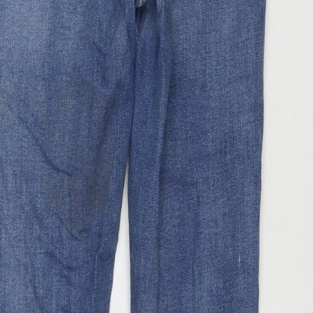 Denim & Co. Womens Blue Cotton Flared Jeans Size 8 L33 in Regular Zip