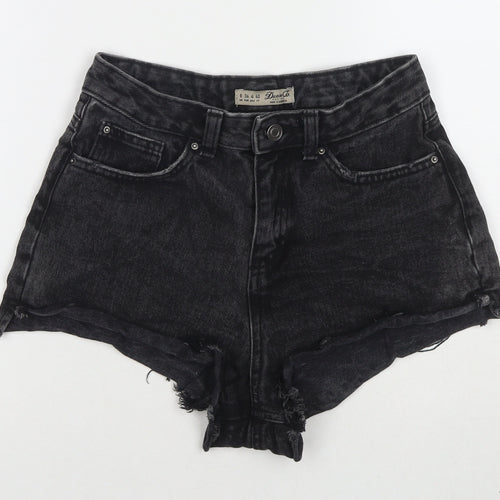 Denim & Co. Womens Black Cotton Hot Pants Shorts Size 8 L3 in Regular Zip