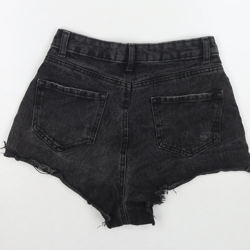 Denim & Co. Womens Black Cotton Hot Pants Shorts Size 8 L3 in Regular Zip