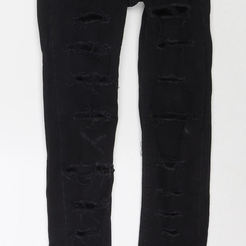 Topshop Womens Black Cotton Skinny Jeans Size 25 in L32 in Regular Zip