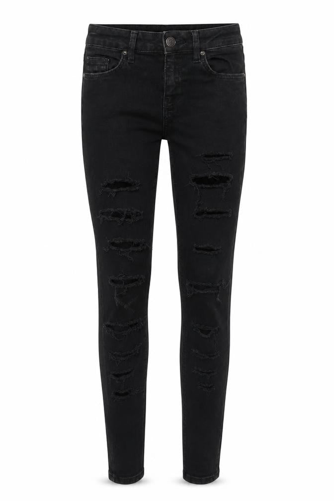 Topshop Womens Black Cotton Skinny Jeans Size 25 in L32 in Regular Zip