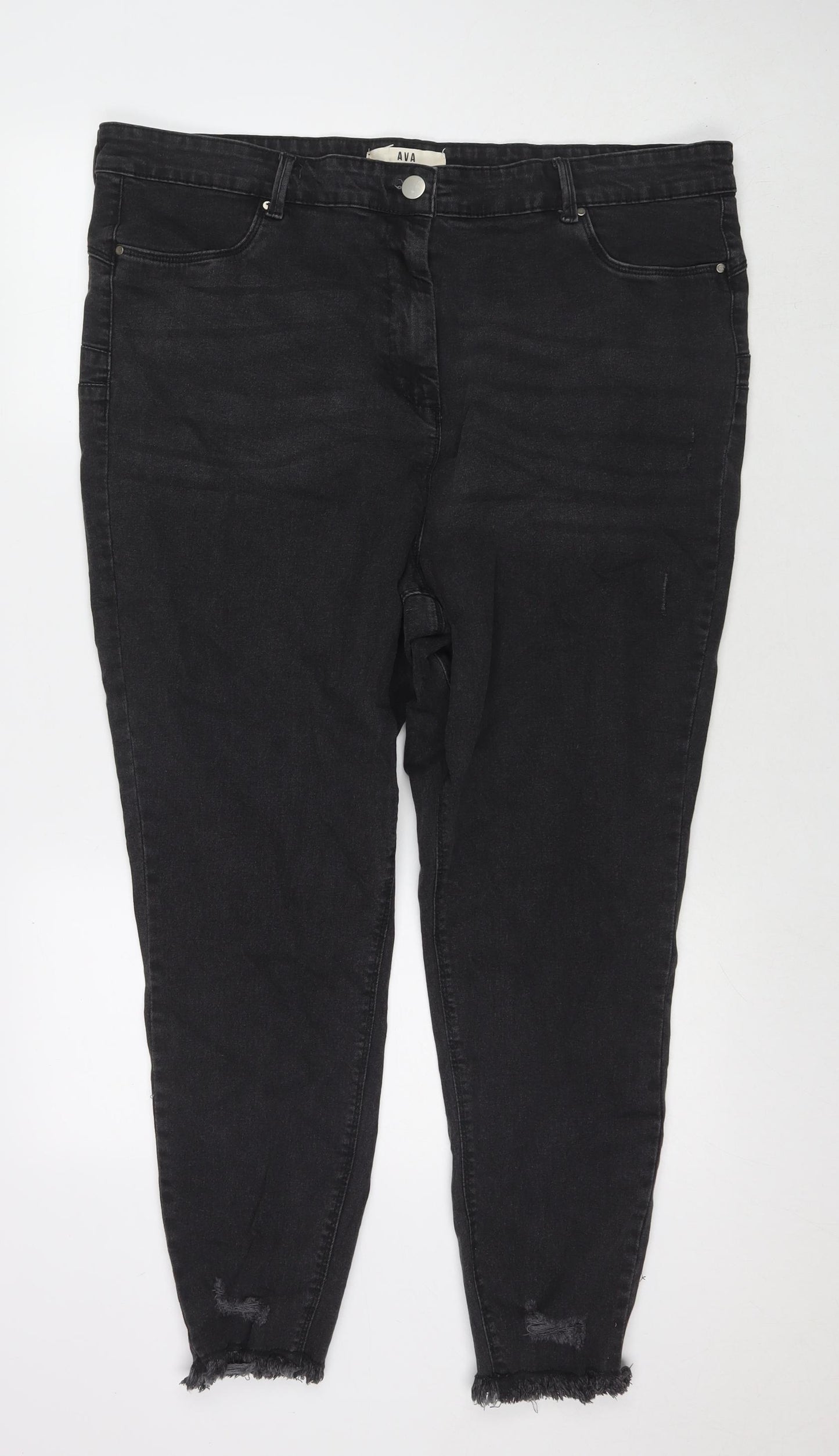Yours Womens Black Cotton Skinny Jeans Size 24 L27 in Regular Zip