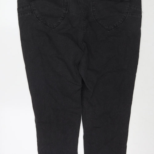 Yours Womens Black Cotton Skinny Jeans Size 24 L27 in Regular Zip