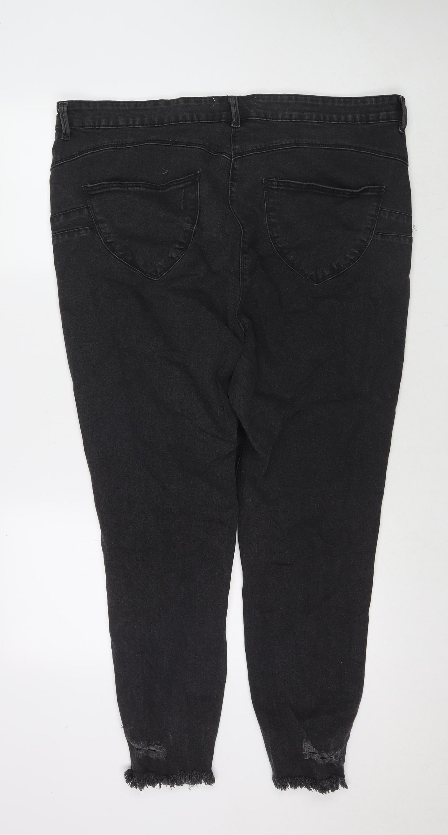 Yours Womens Black Cotton Skinny Jeans Size 24 L27 in Regular Zip
