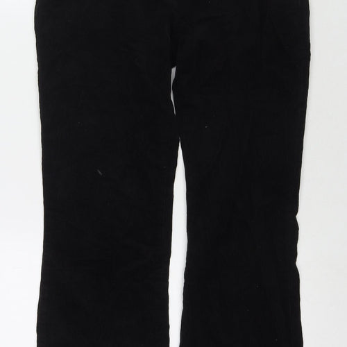 Marks and Spencer Womens Black Cotton Trousers Size 10 L27 in Regular Zip