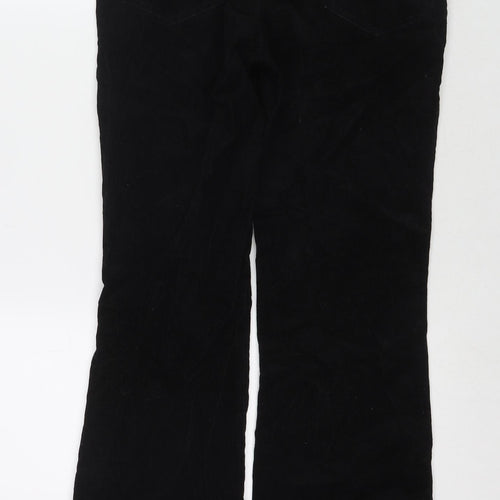 Marks and Spencer Womens Black Cotton Trousers Size 10 L27 in Regular Zip