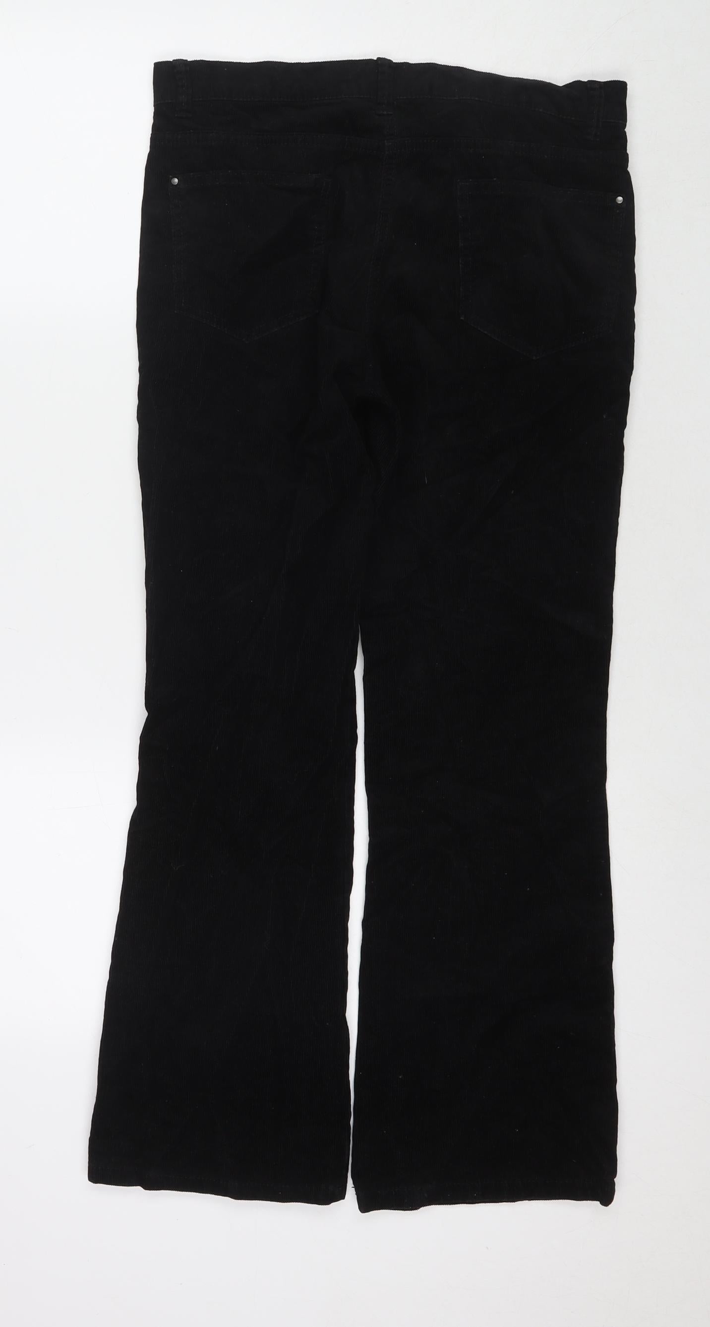 Marks and Spencer Womens Black Cotton Trousers Size 10 L27 in Regular Zip