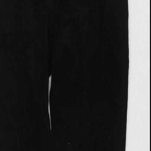 Marks and Spencer Womens Black Cotton Trousers Size 10 L27 in Regular Zip