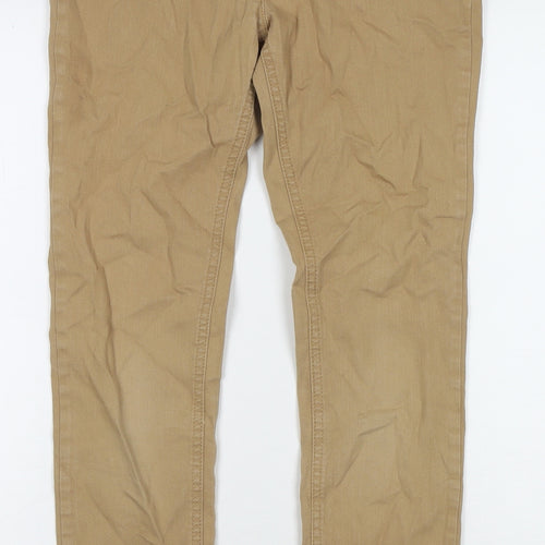 NEXT Girls Brown Cotton Straight Jeans Size 13 Years L27 in Regular Zip