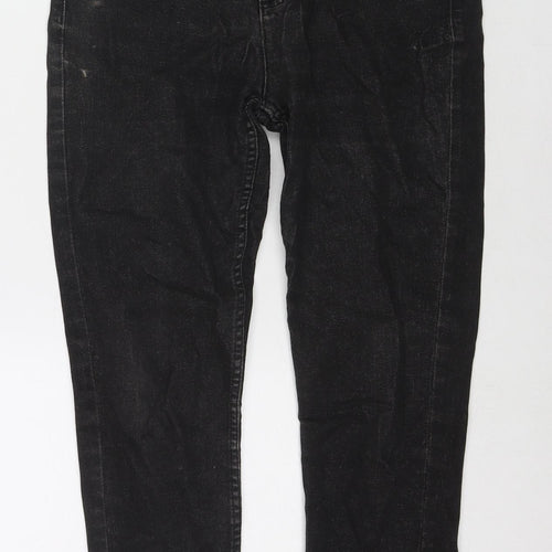 Marks and Spencer Womens Black Cotton Skinny Jeans Size 10 L25 in Regular Zip