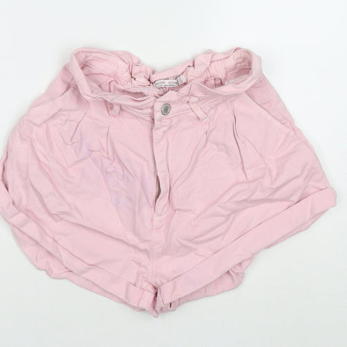 Bershka Womens Pink Cotton Hot Pants Shorts Size M L3 in Regular Zip