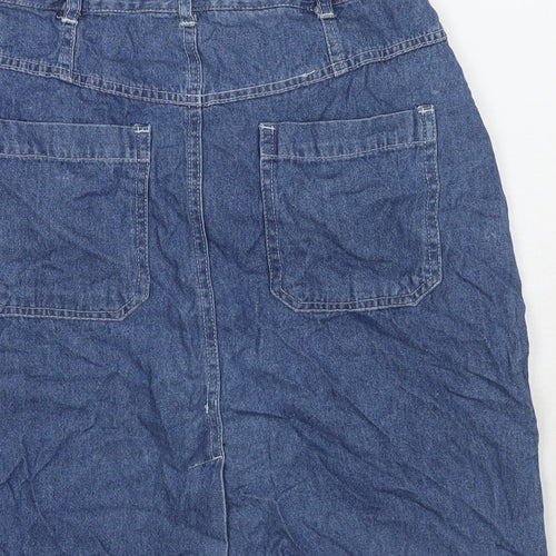 HPO Womens Blue Cotton A-Line Skirt Size 8 Zip