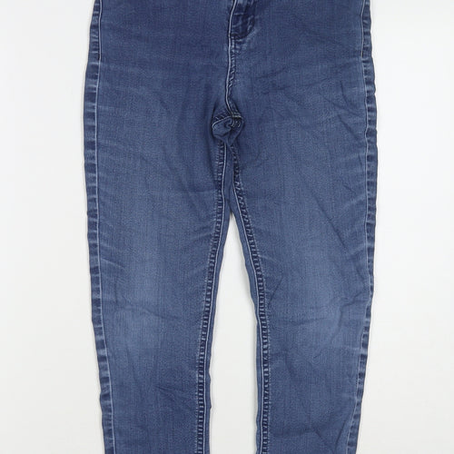 Marks and Spencer Womens Blue Cotton Skinny Jeans Size 10 L24 in Regular Zip